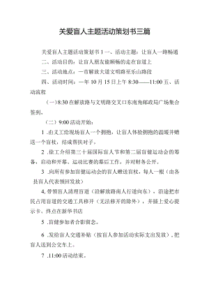 关爱盲人主题活动策划书三篇.docx