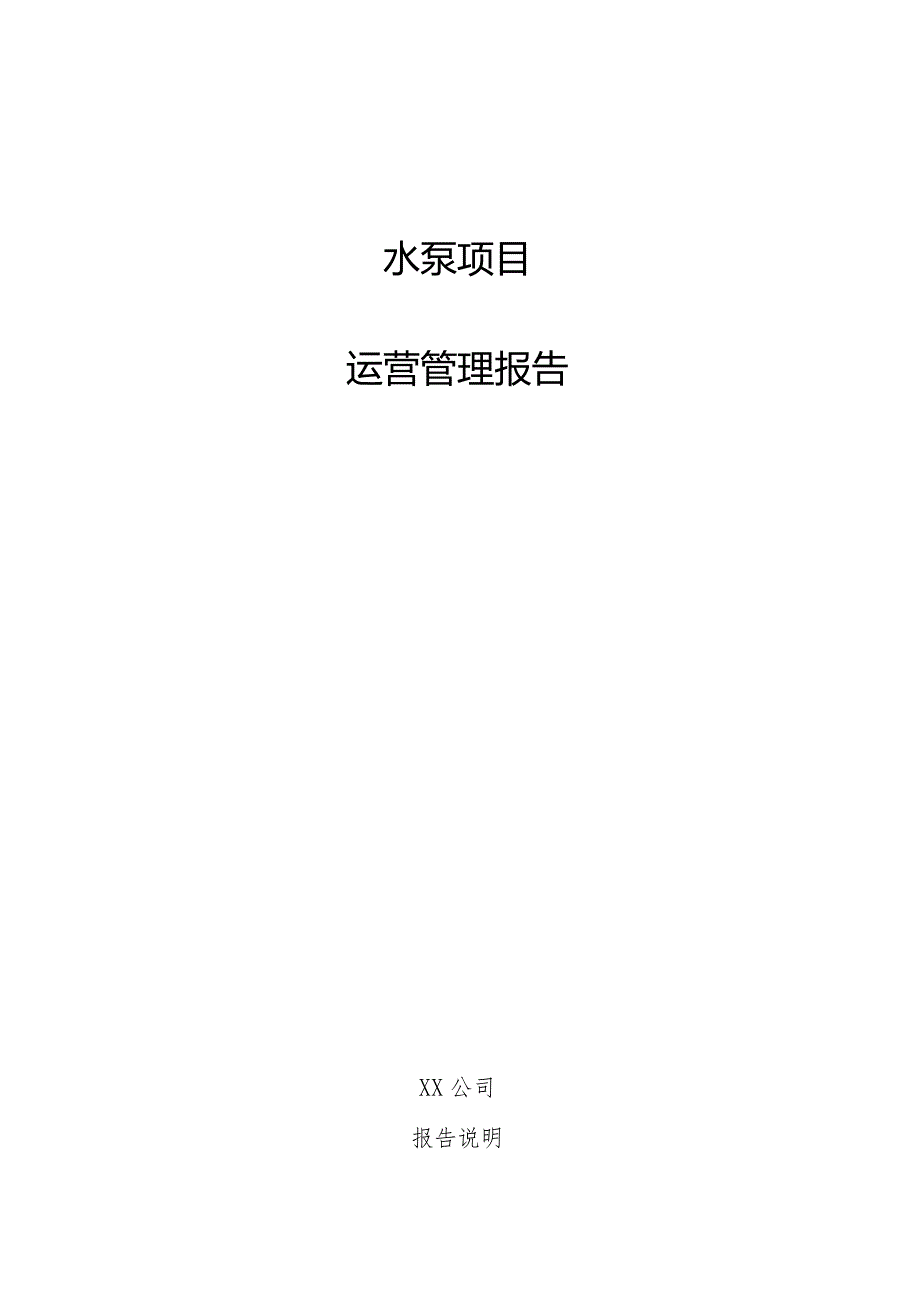 水泵项目运营管理报告.docx_第1页