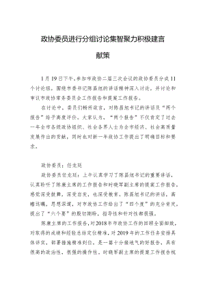 政协委员进行分组讨论集智聚力积极建言献策.docx