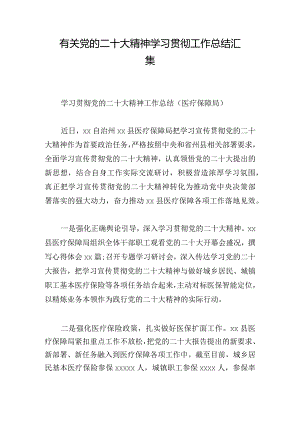 有关党的二十大精神学习贯彻工作总结汇集.docx