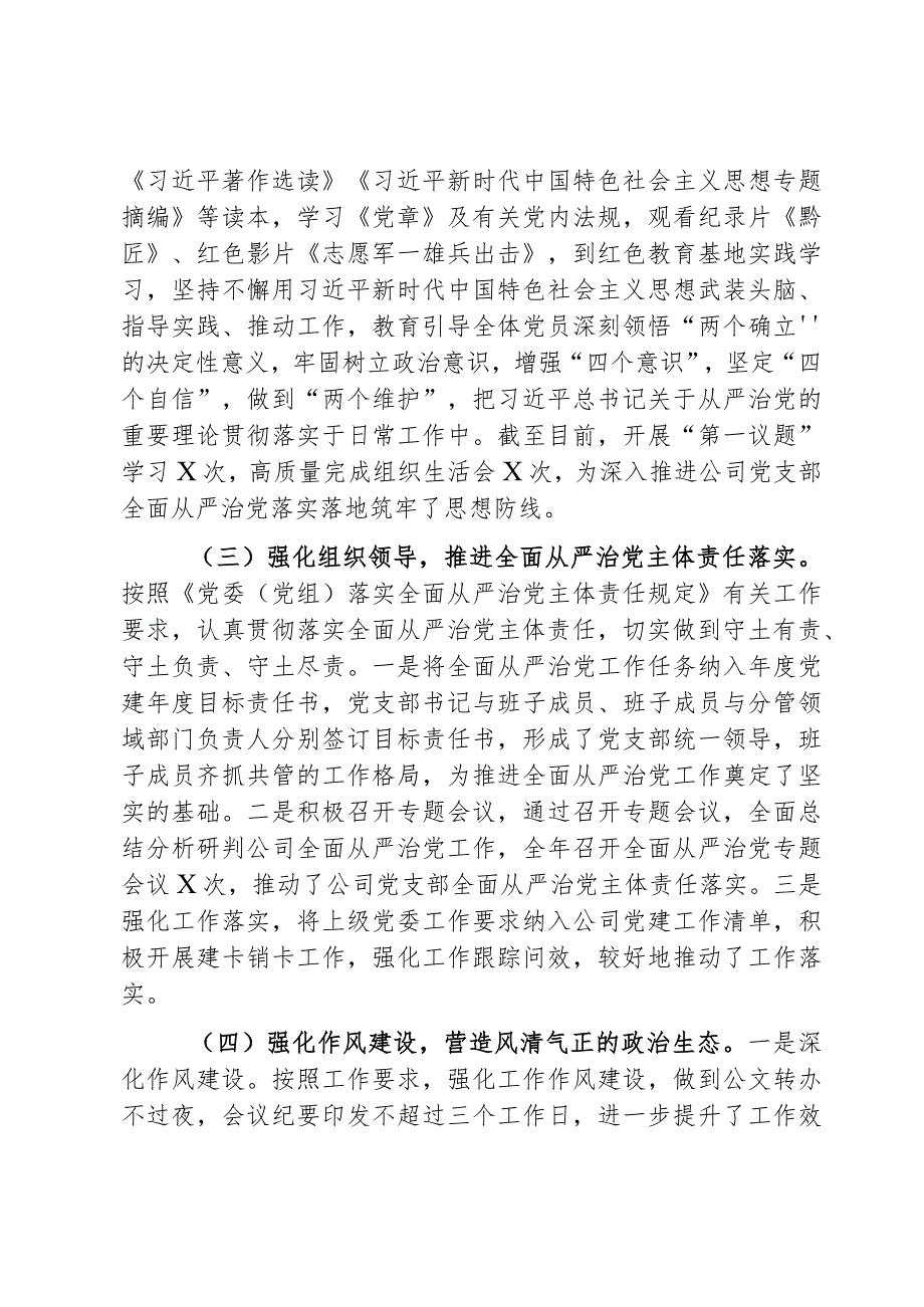 公司2023年全面从严治党工作报告范文2篇.docx_第2页