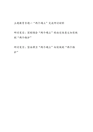 2023-2024“学思想、强党性、重实践、建新功”总要求主题专题一“两个确立”交流研讨材料3篇.docx