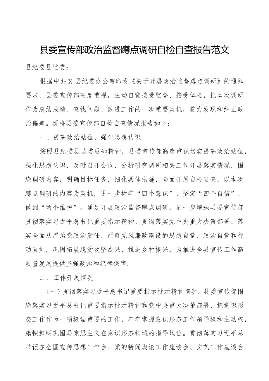 z监督蹲点调研自检自查报告工作汇报总结治.docx_第1页