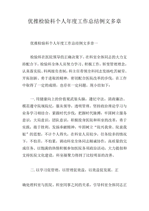 优推检验科个人年度工作总结例文多章.docx