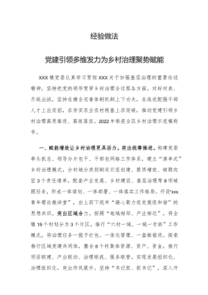 党建引领 多维发力 为乡村治理聚势赋能.docx