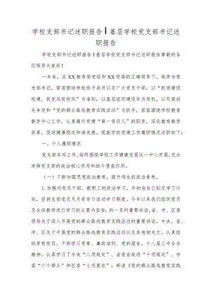 学校支部书记述职报告 基层学校党支部书记述职报告.docx