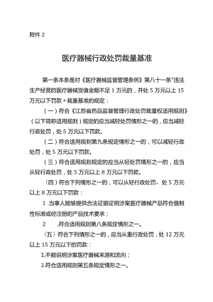 江苏省药品监督管理医疗器械行政处罚裁量基准.docx