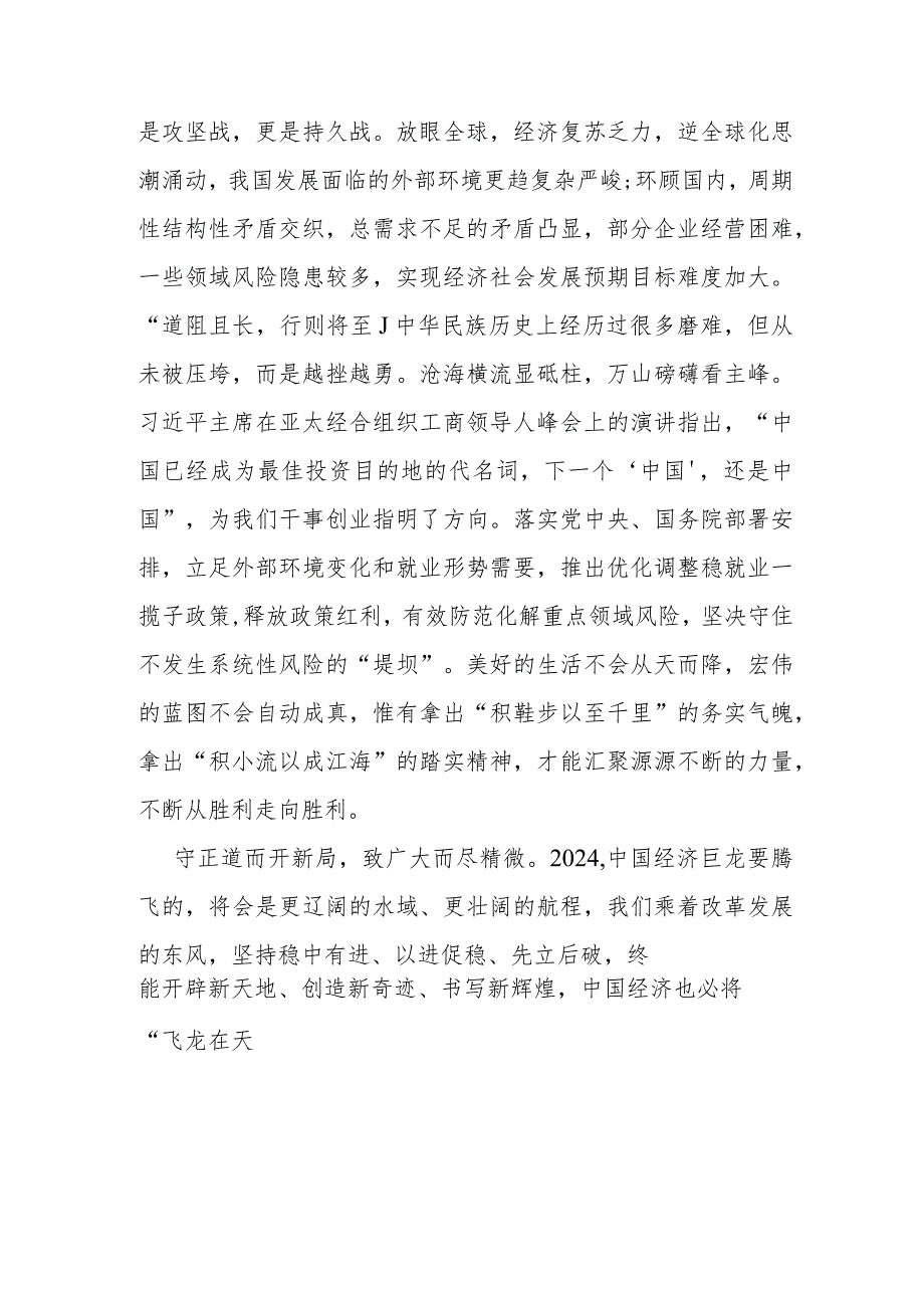 2024年中央经济工作会议学习心得体会研讨发言材料1640字范文.docx_第3页