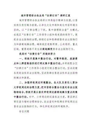 城市管理综合执法局“扫黄打非” 调研汇报.docx