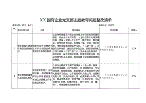 XX国有企业党支部主题教育问题整改清单.docx