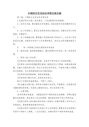 乡镇民主生活会征求意见表五篇.docx