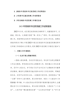 2023年党组织书记抓党建工作述职报告范文3篇.docx