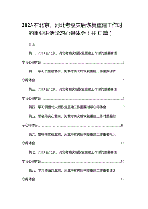 在北京、河北考察灾后恢复重建工作时的重要讲话学习心得体会（共11篇）.docx