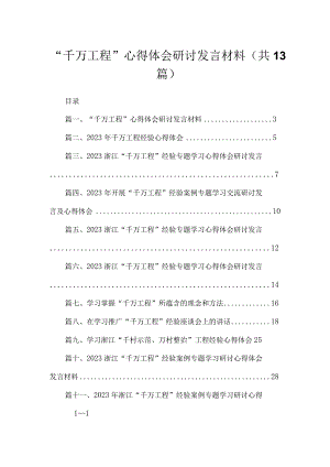 “千万工程”心得体会研讨发言材料（共13篇）.docx