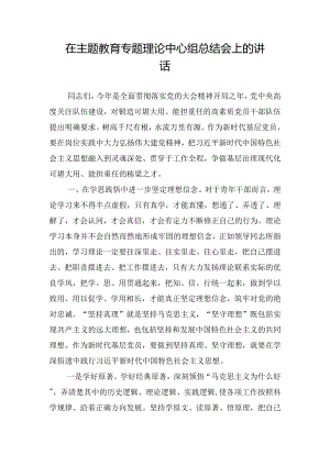 在主题教育专题理论中心组总结会上的讲话.docx