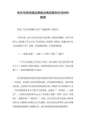 有关支部党建品牌建设典型案例交流材料集锦.docx