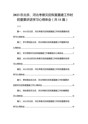 在北京、河北考察灾后恢复重建工作时的重要讲话学习心得体会范文精选(11篇).docx