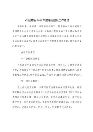 XX团市委2023年度法治建设工作总结.docx