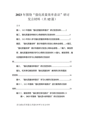 2023年围绕“强化质量效率意识”研讨发言材料（共12篇）.docx