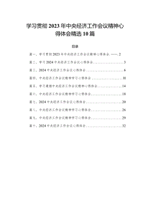 学习贯彻2023年中央经济工作会议精神心得体会精选10篇.docx