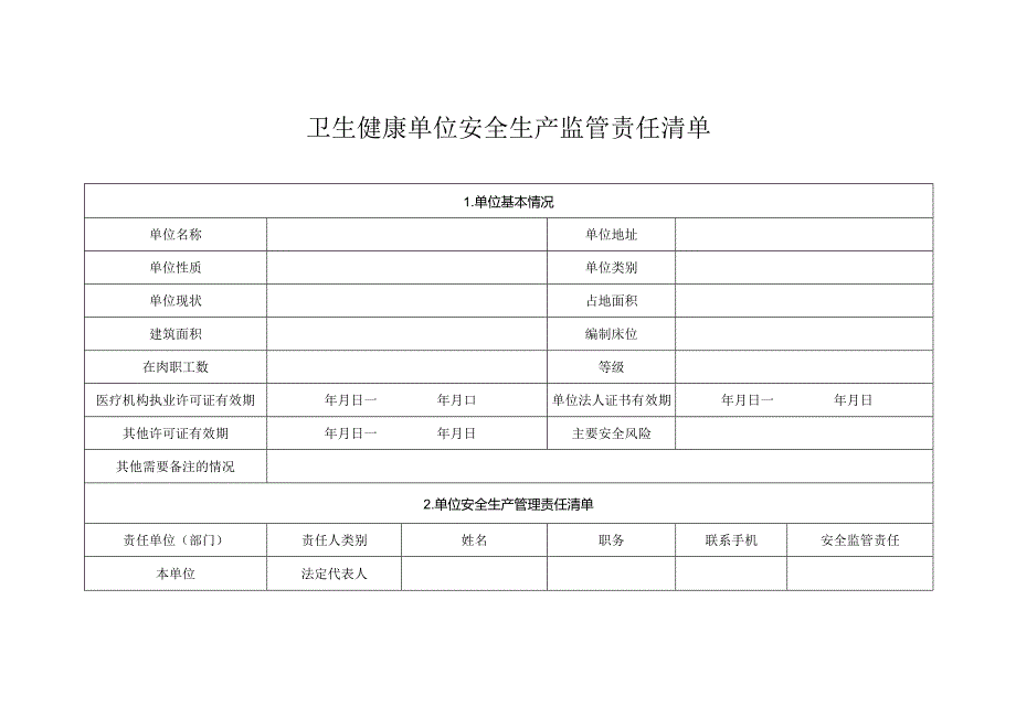 卫生健康单位安全生产监管责任清单.docx_第1页