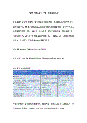 2023血清铁蛋白（SF）升高原因分析.docx