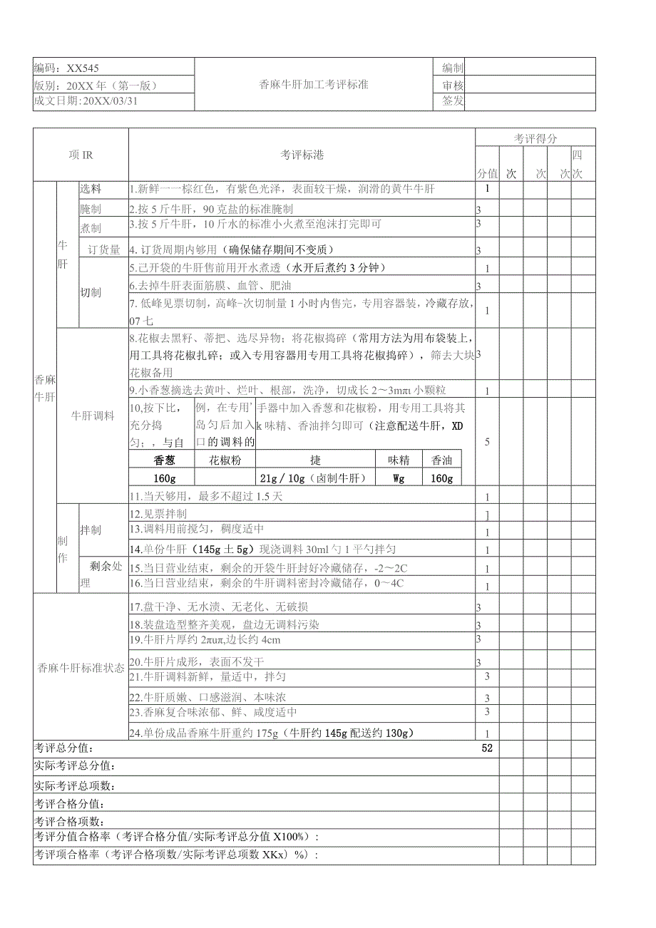 香麻牛肝加工考核评价标准.docx_第1页