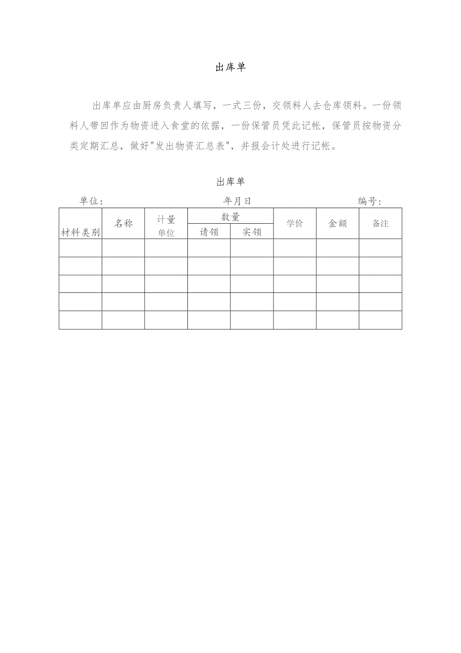 学校食堂出库单.docx_第1页