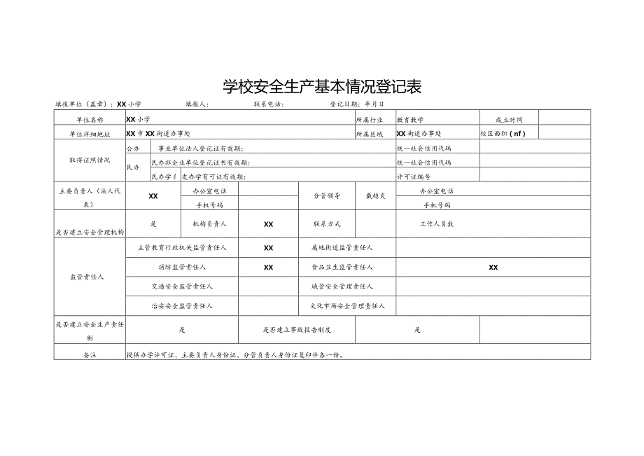 学校安全生产基本情况登记表.docx_第1页