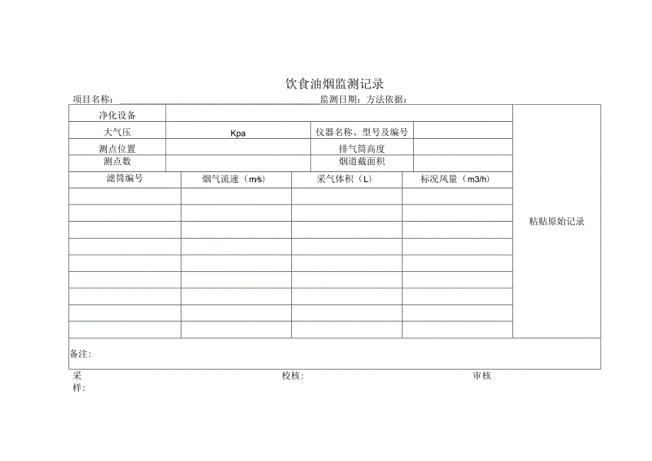 饮食油烟监测记录表.docx_第1页