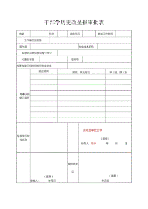 大专到大学干部学历更改呈报审批表.docx