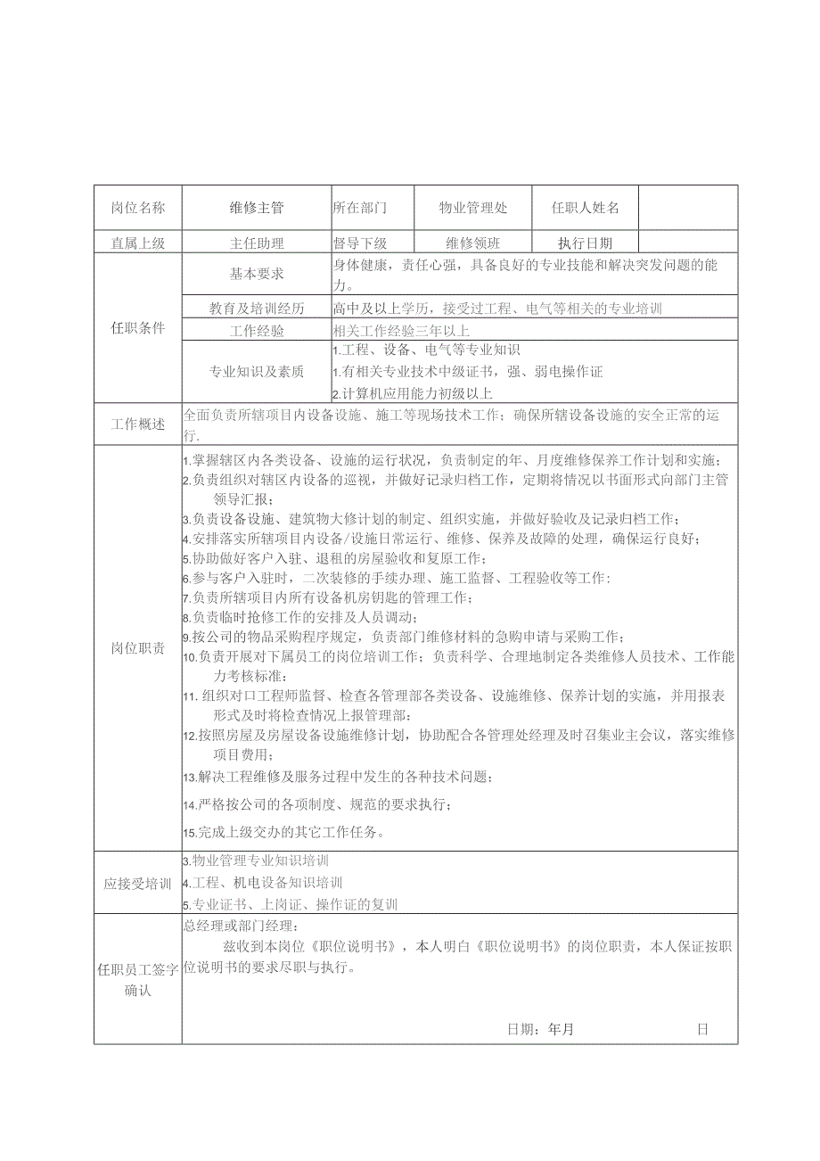 物业公司职位说明书汇编.docx_第3页