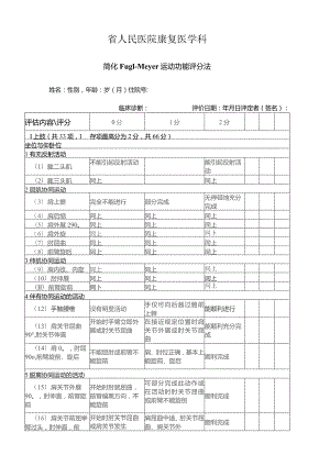 康复医学科简化Fugl-Meyer运动功能评分表.docx