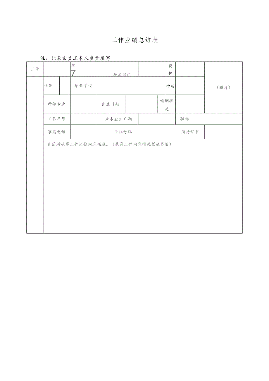 工作业绩总结表.docx_第1页