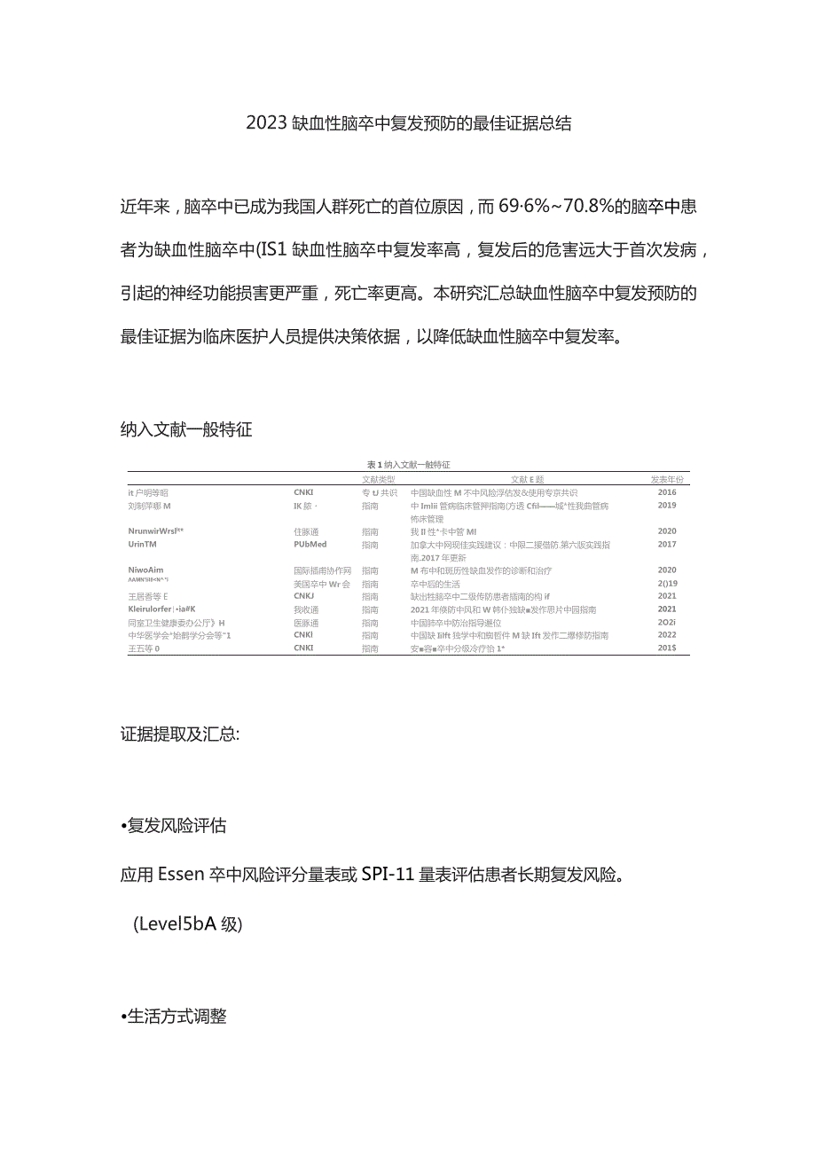 2023缺血性脑卒中复发预防的最佳证据总结.docx_第1页