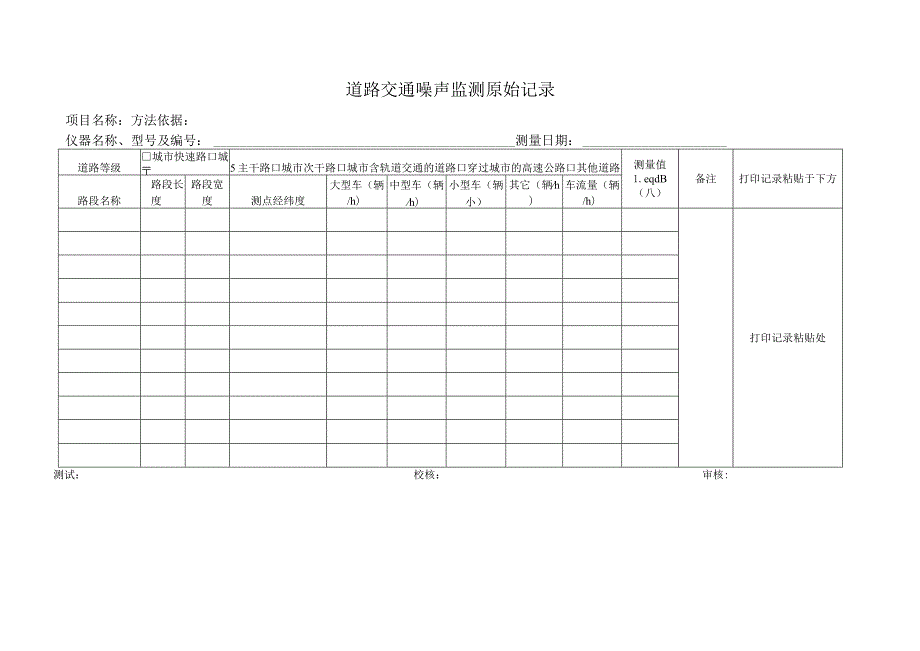 道路交通声环境监测原始记录表.docx_第1页