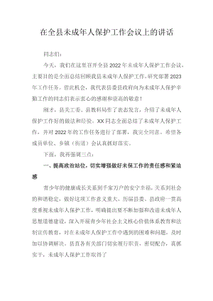 在全县未成年人保护工作会议上的讲话.docx