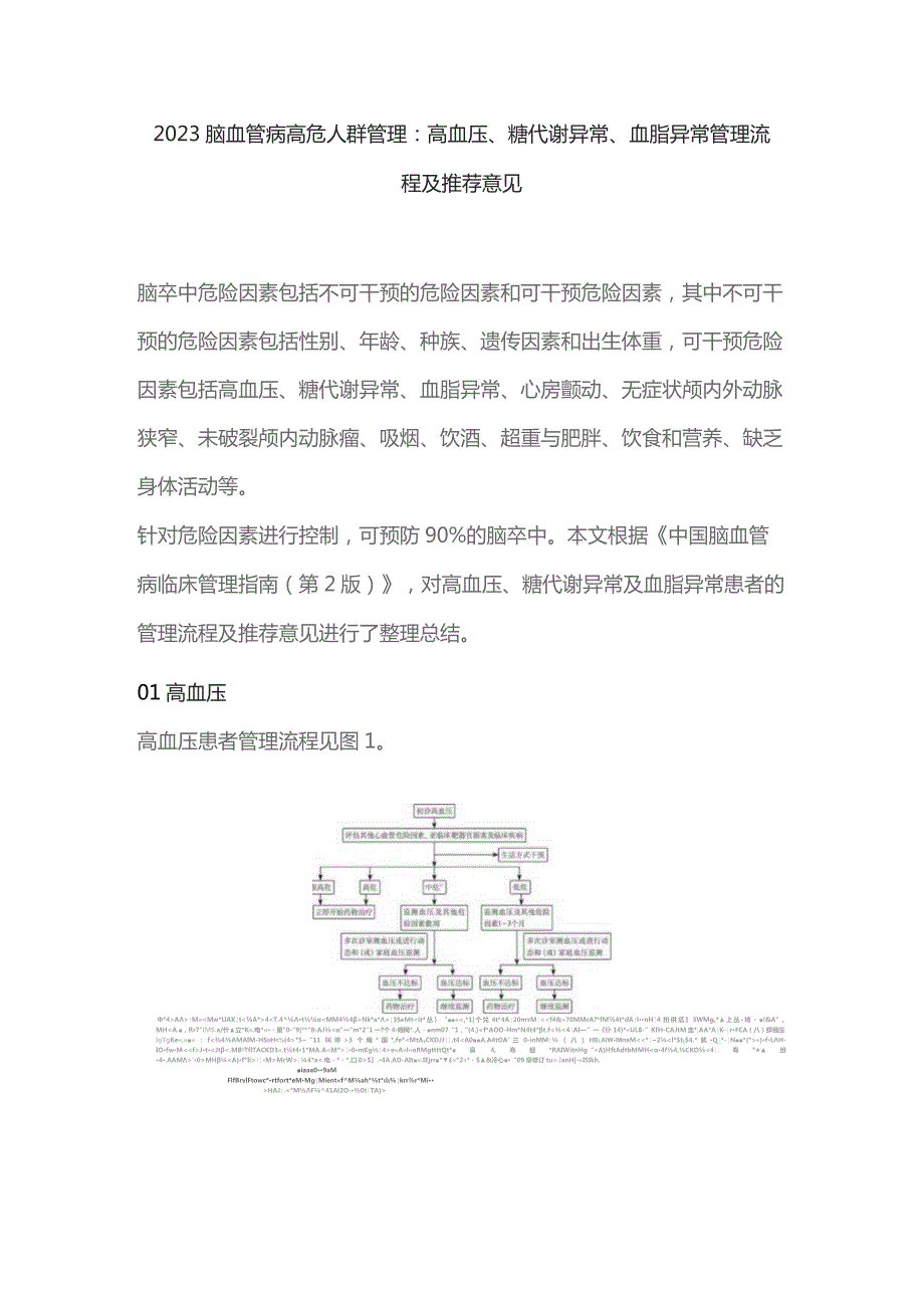 2023脑血管病高危人群管理：高血压、糖代谢异常、血脂异常管理流程及推荐意见.docx_第1页