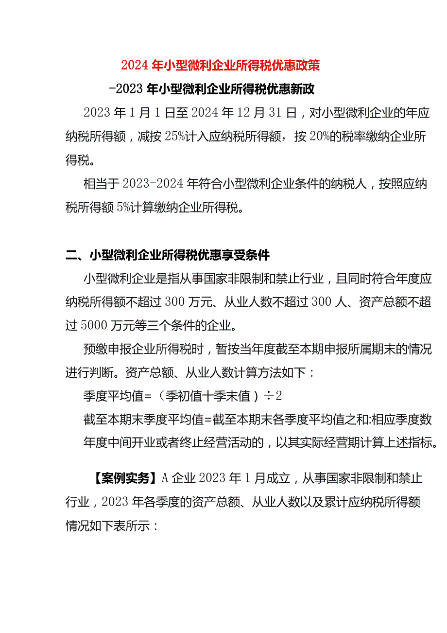 2024年小型微利企业所得税优惠政策.docx_第1页