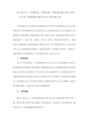 四川省矿山、机械制造、铁路运输、铁路建设施工等行业重点企业工伤预防能力提升培训工程实施方案.docx