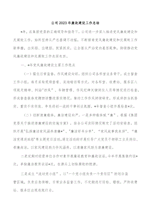 公司2023年廉政建设工作总结.docx