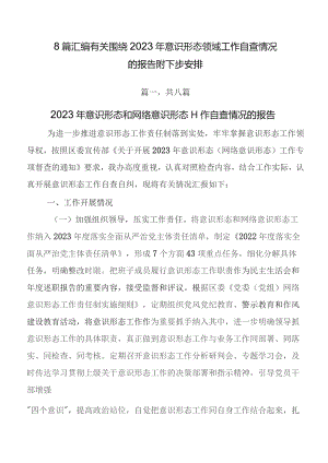 8篇汇编有关围绕2023年意识形态领域工作自查情况的报告附下步安排.docx