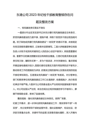 东港公司2023年纪检干部教育整顿存在问题及整改方案.docx