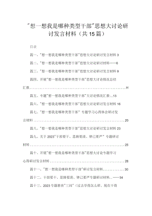 “想一想我是哪种类型干部”思想大讨论研讨发言材料范文精选(15篇).docx