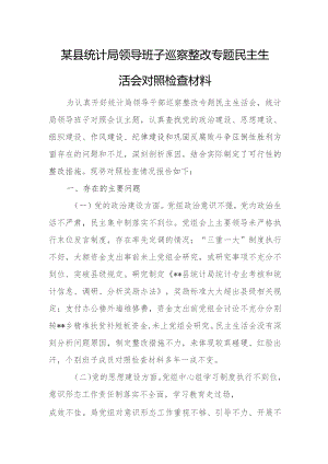 某县统计局领导班子巡察整改专题民主生活会对照检查材料.docx