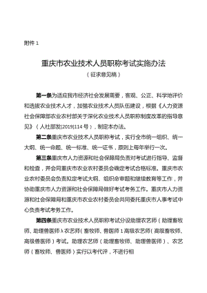 重庆市农业技术人员职称考试实施办法（征.docx