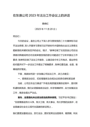 在东港公司2023年法治工作会议上的讲话.docx