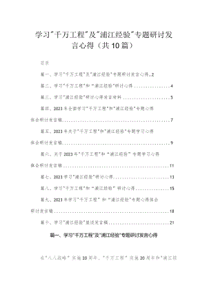 学习“千万工程”及“浦江经验”专题研讨发言心得（共10篇）.docx