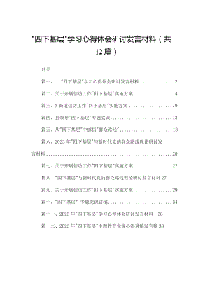 “四下基层”学习心得体会研讨发言材料最新版12篇合辑.docx