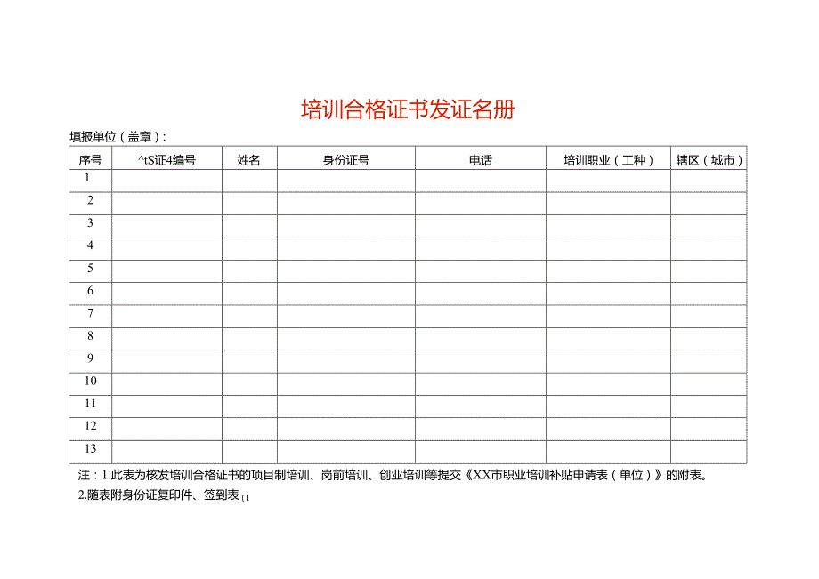 培训合格证书发证名册.docx_第1页